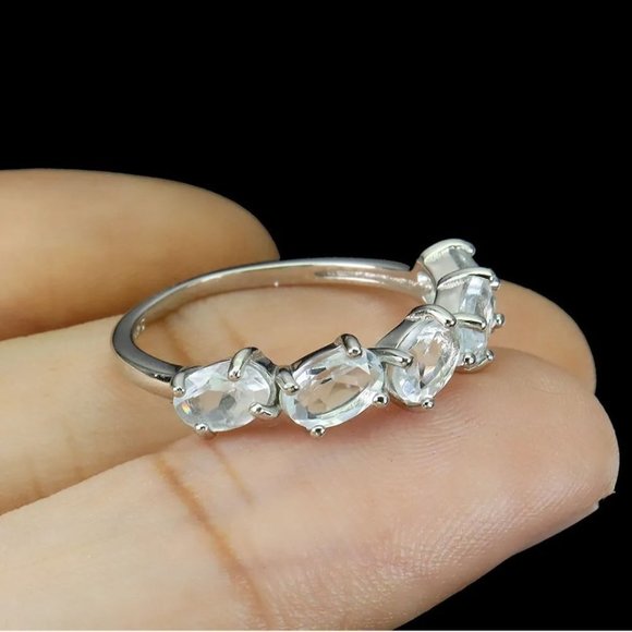 Aquamarine Ring, Stackable Rings, Gemstone Ring, Anniversary Ring, Bling Ring - Picture 3 of 6